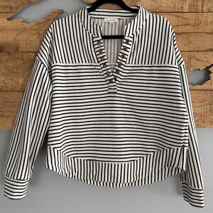 Blu Pepper Soft Cotton Top, Women, Striped Classic, Casual-Chic, Large